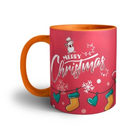 Tazza merry christmas pupazzo di neve e calze natalizie Natale