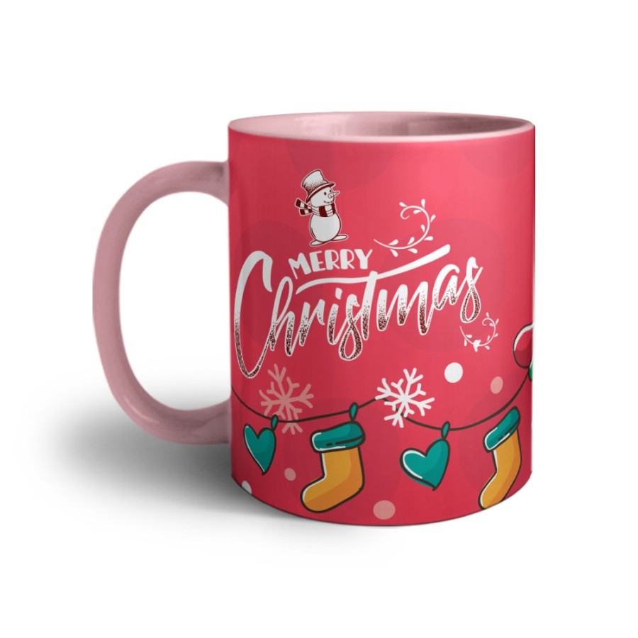 Tazza merry christmas pupazzo di neve e calze natalizie Natale