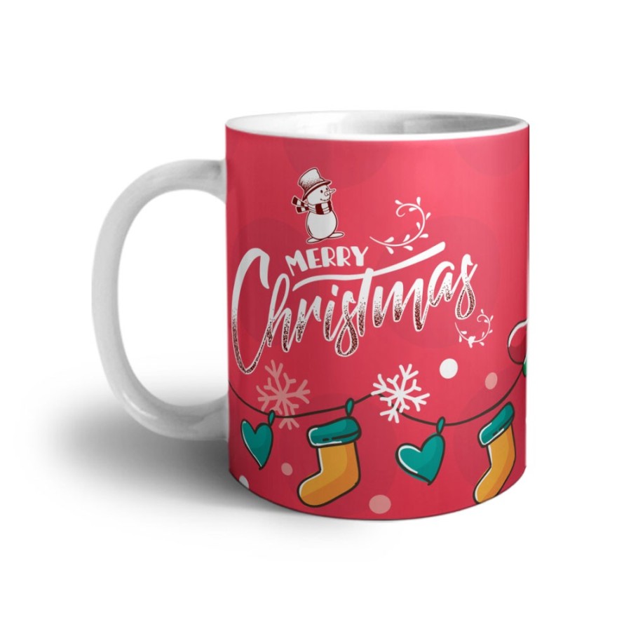 Tazza merry christmas pupazzo di neve e calze natalizie Natale
