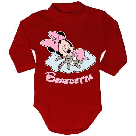 Body lupetto neonata personalizzato con nome minnie sleeping Cartoon