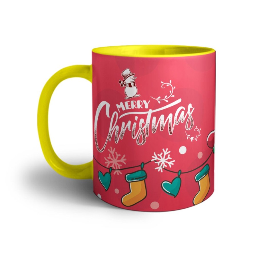 Tazza merry christmas pupazzo di neve e calze natalizie Natale