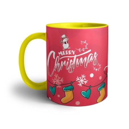 Tazza merry christmas pupazzo di neve e calze natalizie Natale