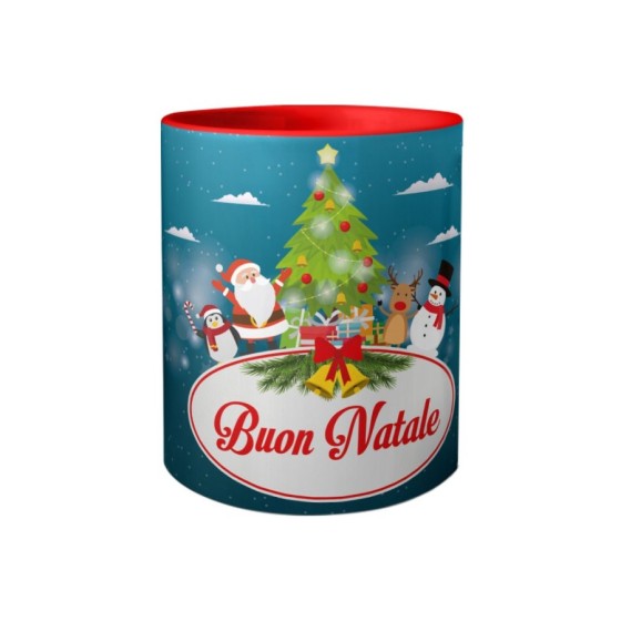 Tazza buon natale con babbo natale e personaggi natalizi Natale