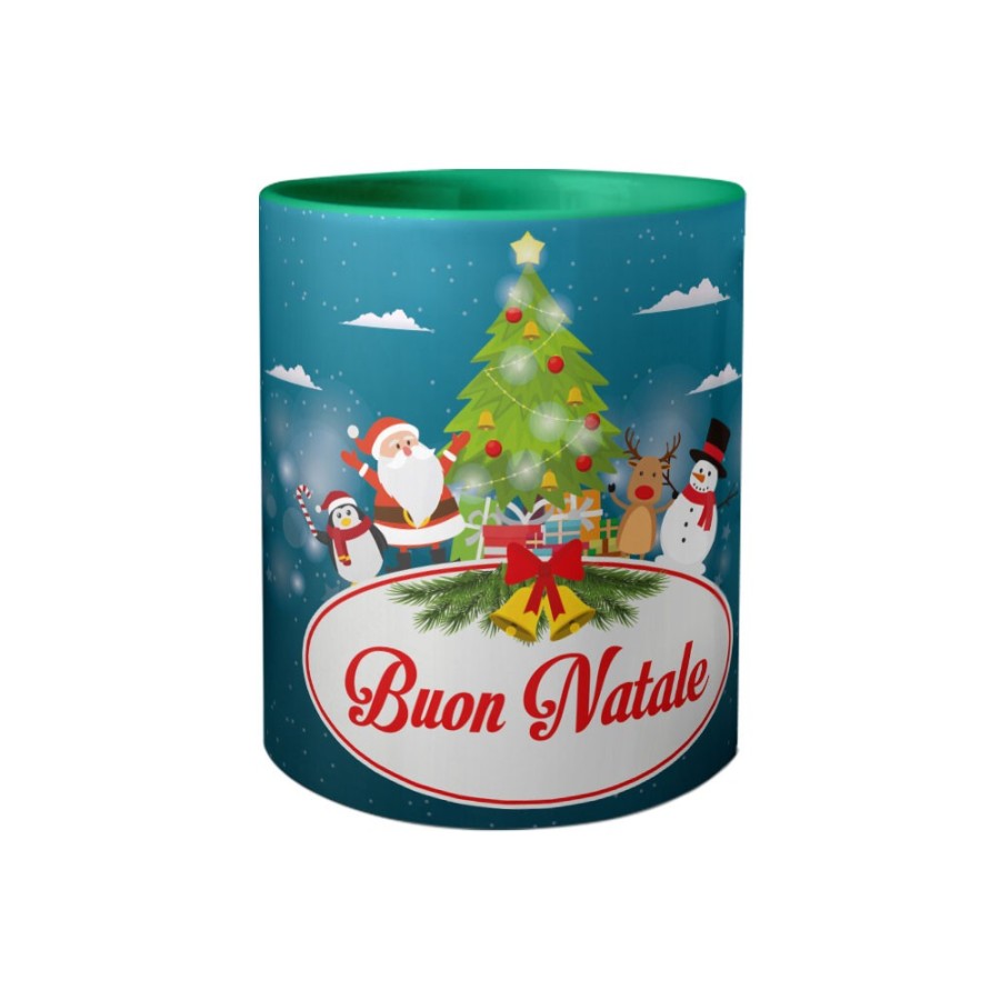 Tazza buon natale con babbo natale e personaggi natalizi Natale