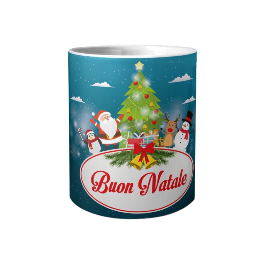 Tazza buon natale con babbo natale e personaggi natalizi Natale