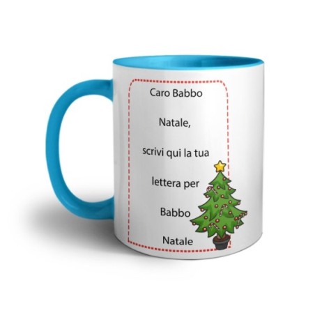 Tazza personalizzata con testo lettera a babbo natale con alberi di natale Natale