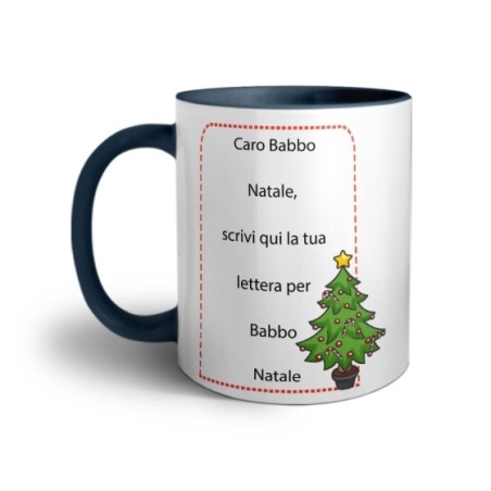 Tazza personalizzata con testo lettera a babbo natale con alberi di natale Natale