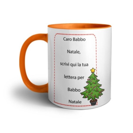 Tazza personalizzata con testo lettera a babbo natale con alberi di natale Natale