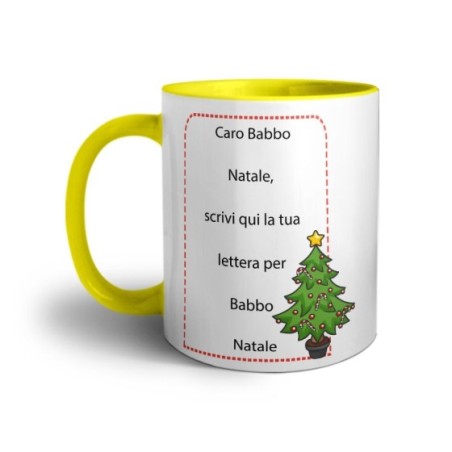 Tazza personalizzata con testo lettera a babbo natale con alberi di natale Natale