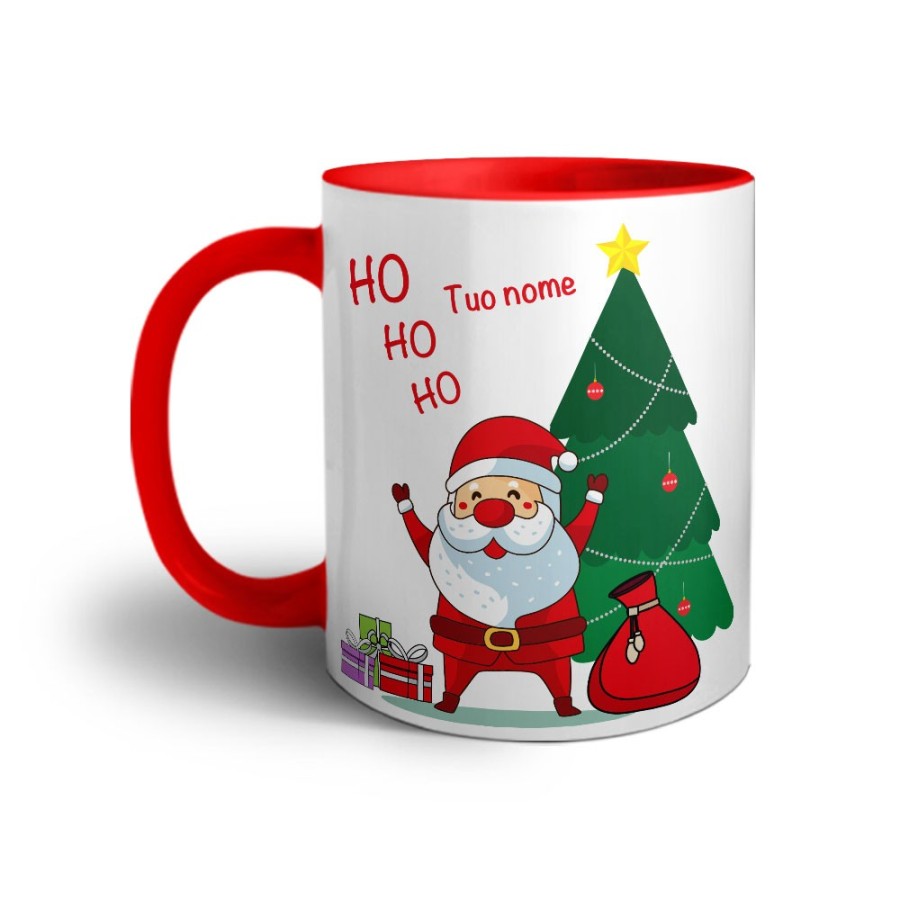 Tazza personalizzabile con nome ho ho ho babbo natale con i regali Natale