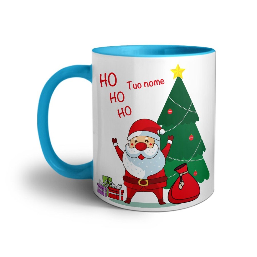 Tazza personalizzabile con nome ho ho ho babbo natale con i regali Natale