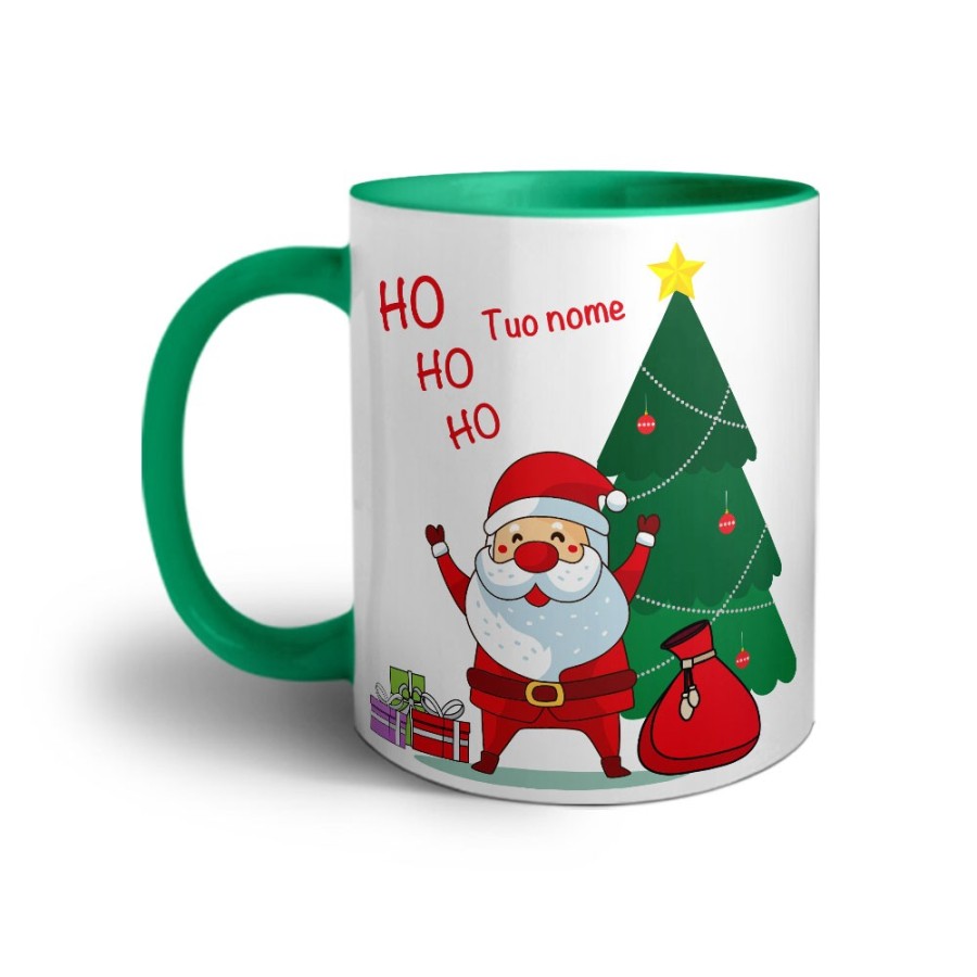 Tazza personalizzabile con nome ho ho ho babbo natale con i regali Natale