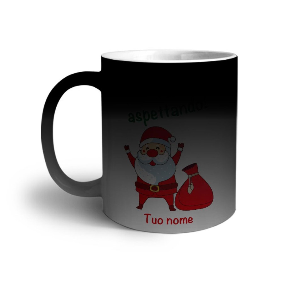 Tazza personalizzabile con nome babbo natale ti sto aspettando Natale
