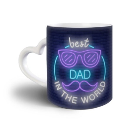 Tazza best dad in the world neon Per il papà