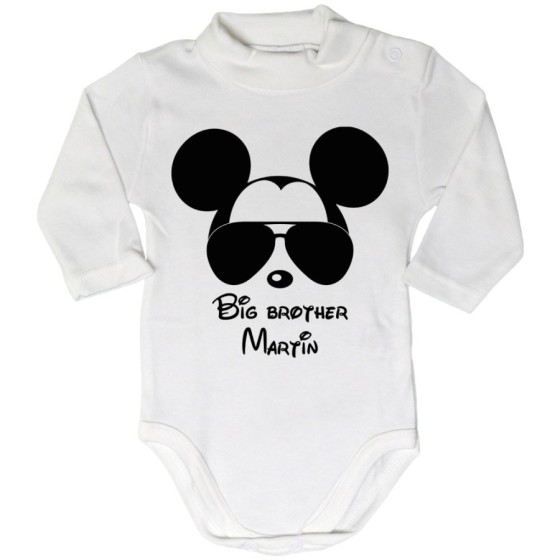 Body lupetto neonato personalizzato con nome big brother mickey Per la famiglia