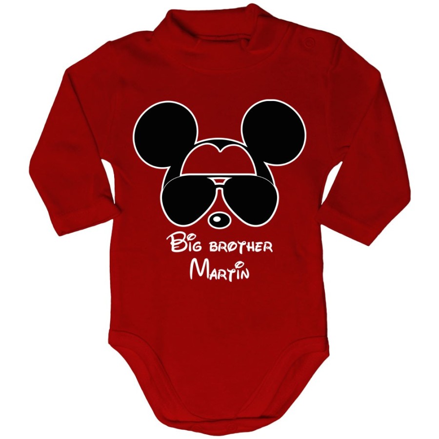 Body lupetto neonato personalizzato con nome big brother mickey Per la famiglia