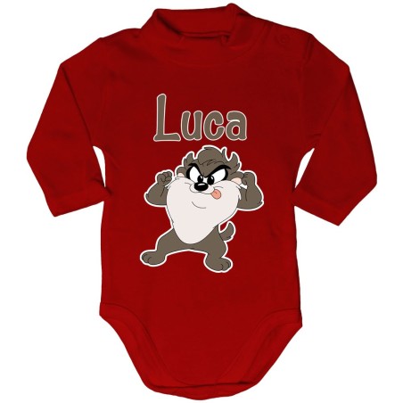 Body lupetto neonato personalizzato con nome baby tazmania linguaccia Cartoon