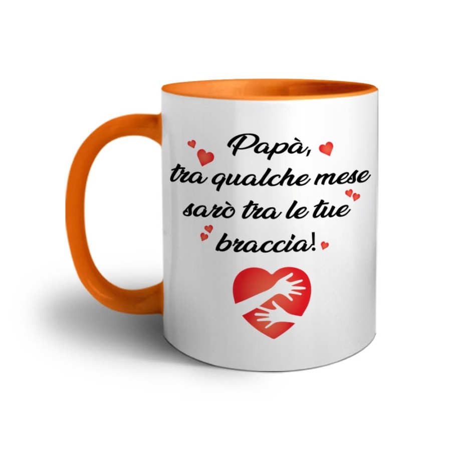 Tazza papà tra qualche mese sarò tra le tue braccia Per il papà