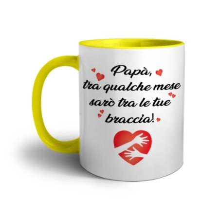 Tazza papà tra qualche mese sarò tra le tue braccia Per il papà