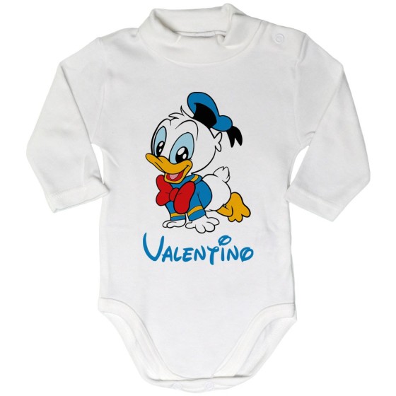 Body lupetto neonato personalizzato con nome baby paperino Cartoon