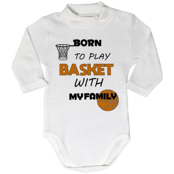 Body lupetto neonato born to play basket with my family Per la famiglia