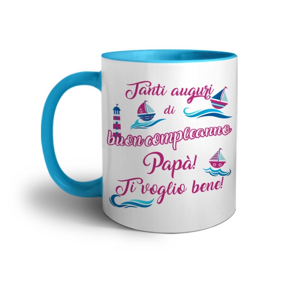 Tazza buon compleanno papà con barchette Per il papà