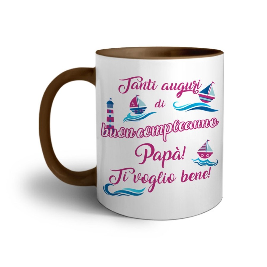 Tazza buon compleanno papà con barchette Per il papà