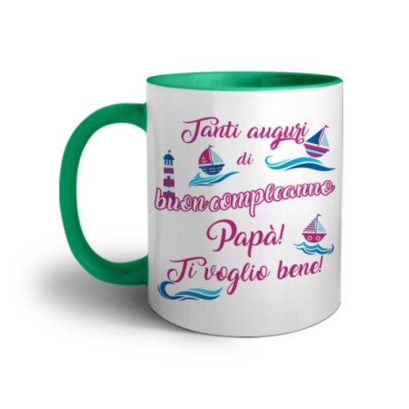 Tazza buon compleanno papà con barchette Per il papà