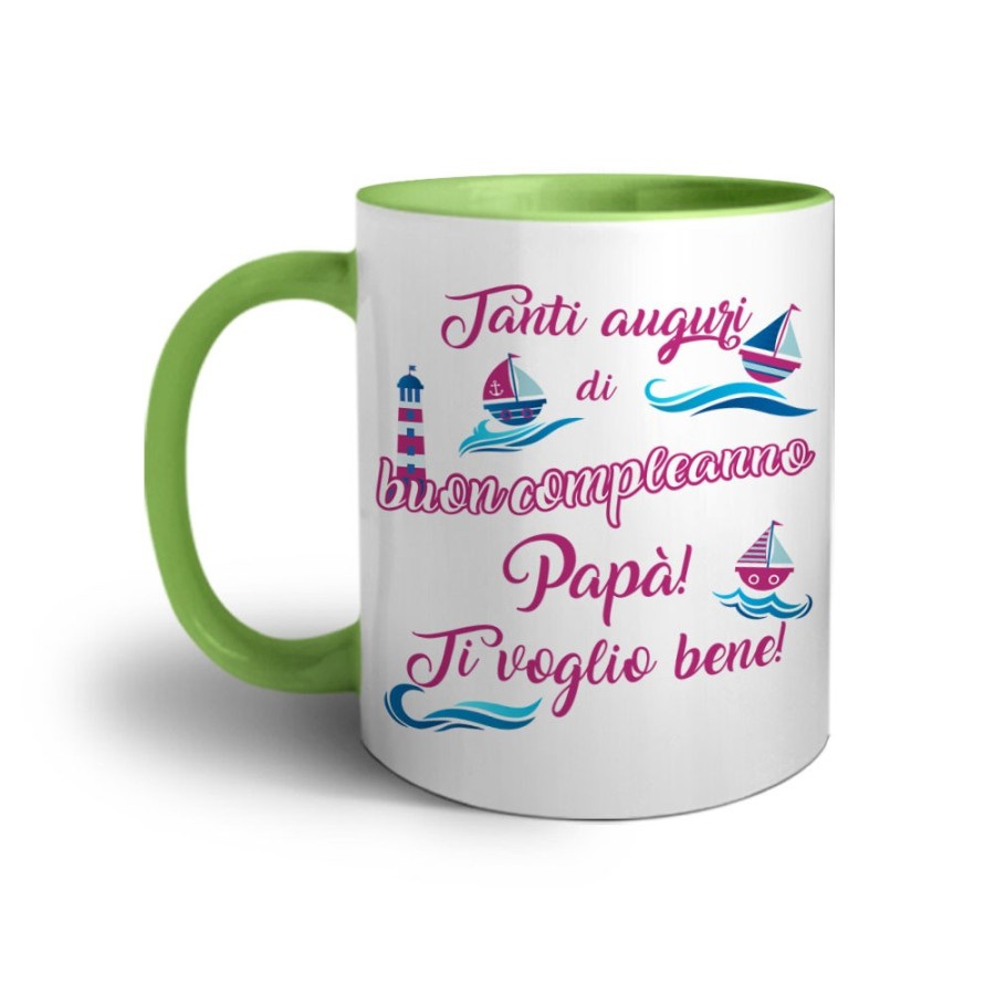 Tazza buon compleanno papà con barchette Per il papà