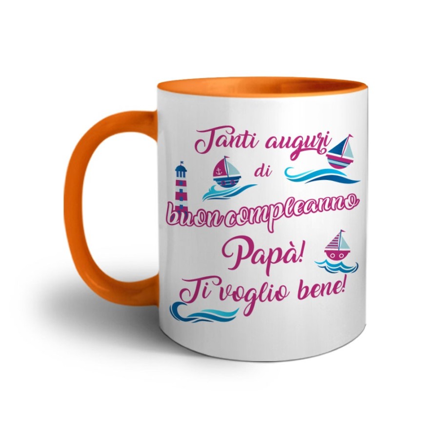 Tazza buon compleanno papà con barchette Per il papà