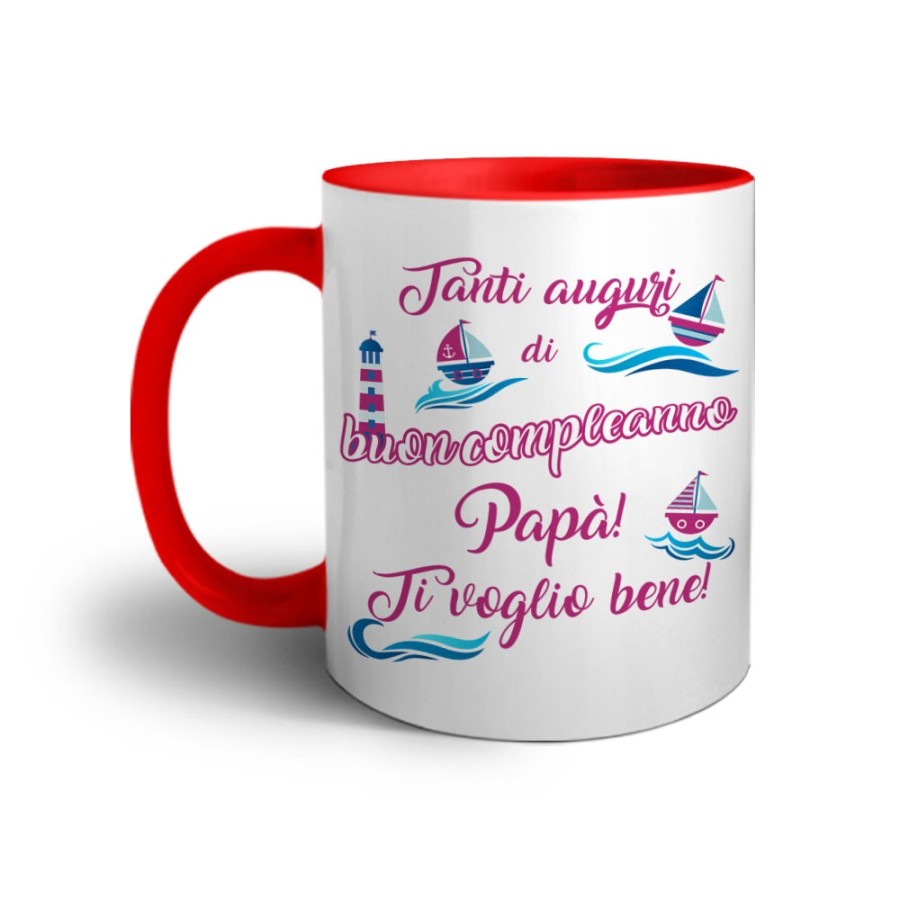 Tazza buon compleanno papà con barchette Per il papà