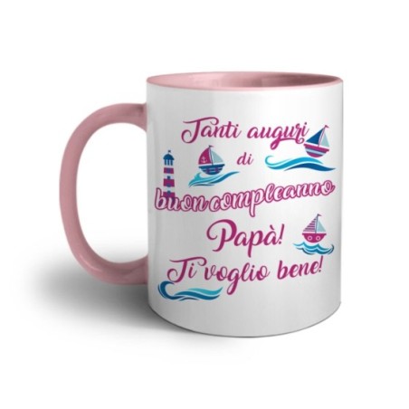 Tazza buon compleanno papà con barchette Per il papà