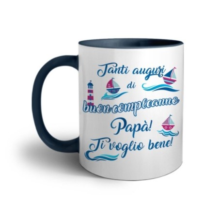 Tazza buon compleanno papà con barchette Per il papà