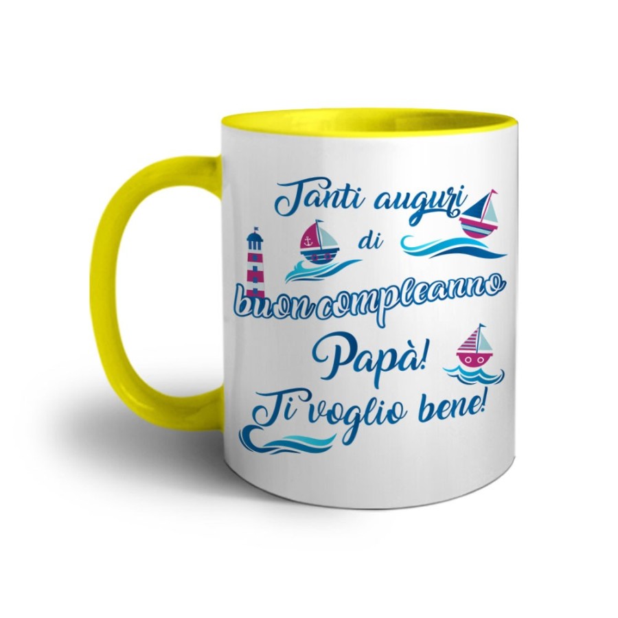Tazza buon compleanno papà con barchette Per il papà