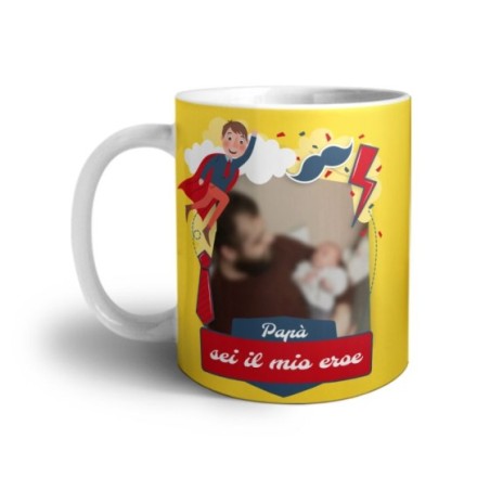 Tazza personalizzata con foto papà sei il mio eroe