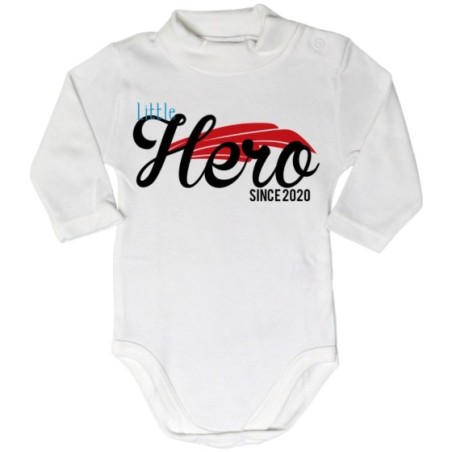 Body lupetto neonato personalizzato con anno little hero...