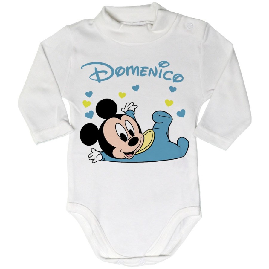Body lupetto neonato personalizzato con nome baby topolino Cartoon