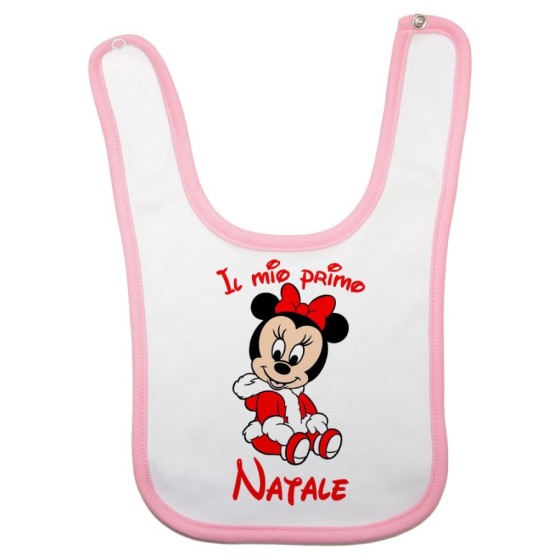 Bavaglino neonata personalizzabile con nome il mio primo natale con minnie Natale