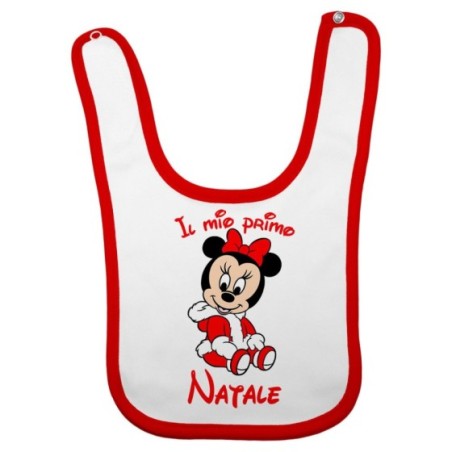 Bavaglino neonata personalizzabile con nome il mio primo natale con minnie Natale