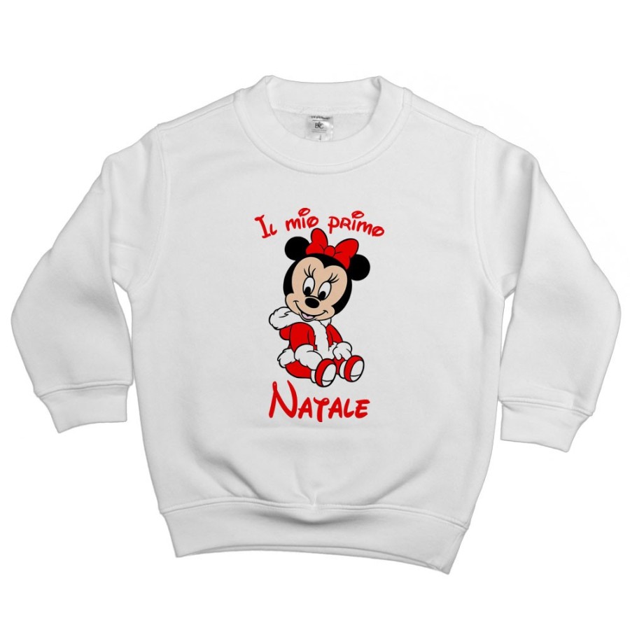 Felpa bambina personalizzabile con nome il mio primo natale con minnie Natale