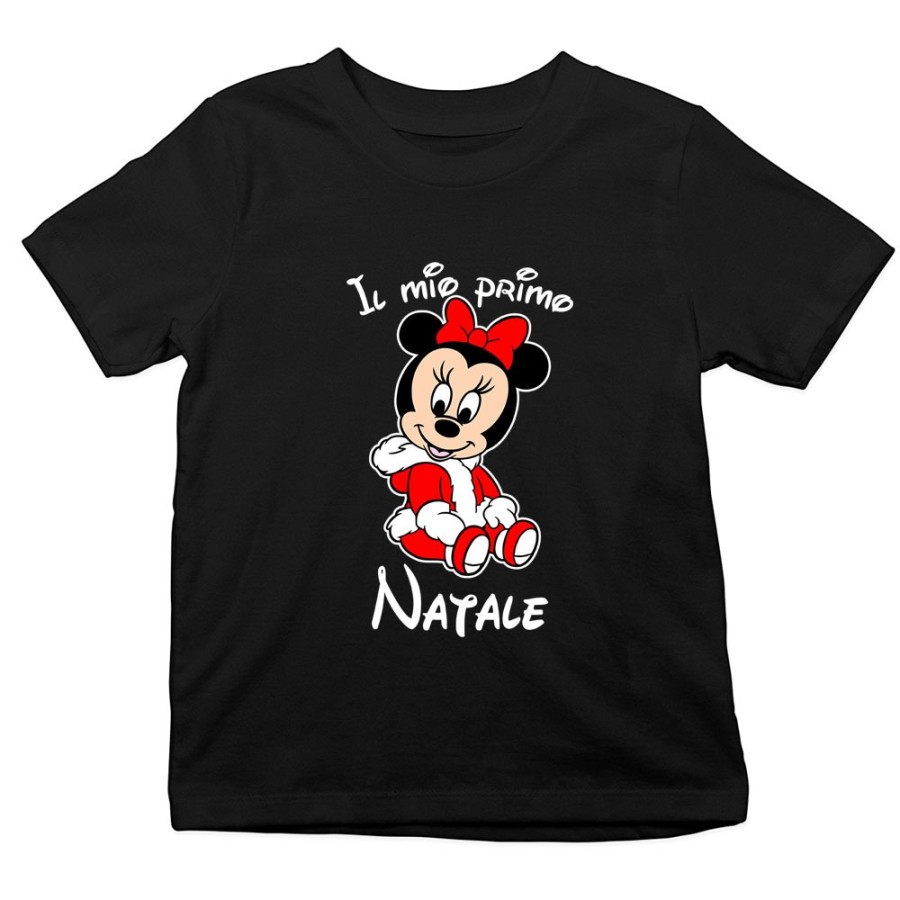 T-shirt bambina personalizzabile con nome il mio primo natale con minnie Natale