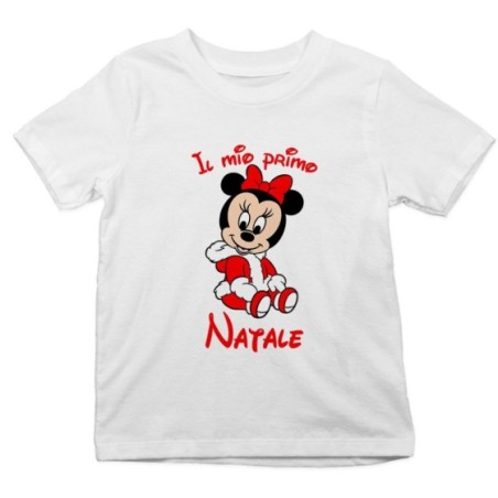 T-shirt bambina personalizzabile con nome il mio primo natale con minnie Natale