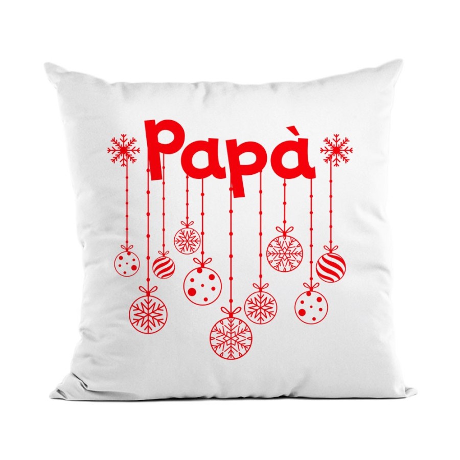 Cuscino personalizzato con nome e addobbi natalizi papà Natale