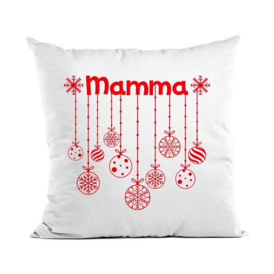 Cuscino personalizzato con nome e addobbi natalizi mamma Natale