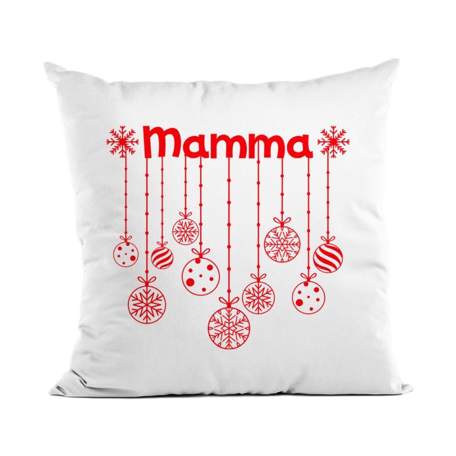 Cuscino personalizzato con nome e addobbi natalizi mamma Natale
