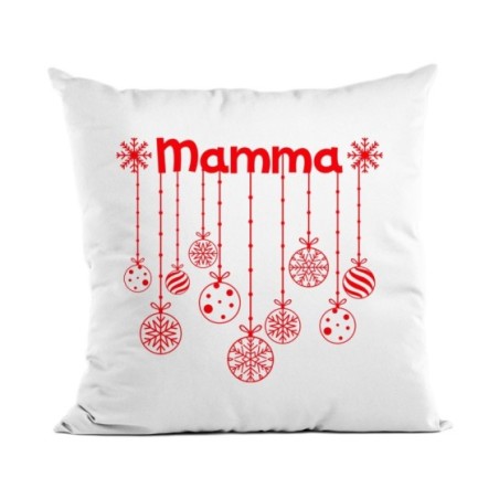 Cuscino personalizzato con nome e addobbi natalizi mamma Natale