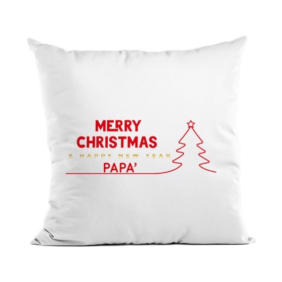Cuscino personalizzato con nome merry christmas and happy new year papà Natale