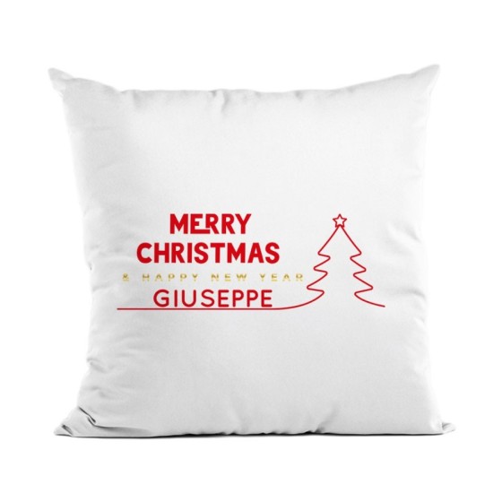 Cuscino personalizzato con nome merry christmas and happy new year  Natale