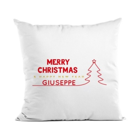 Cuscino personalizzato con nome merry christmas and happy...