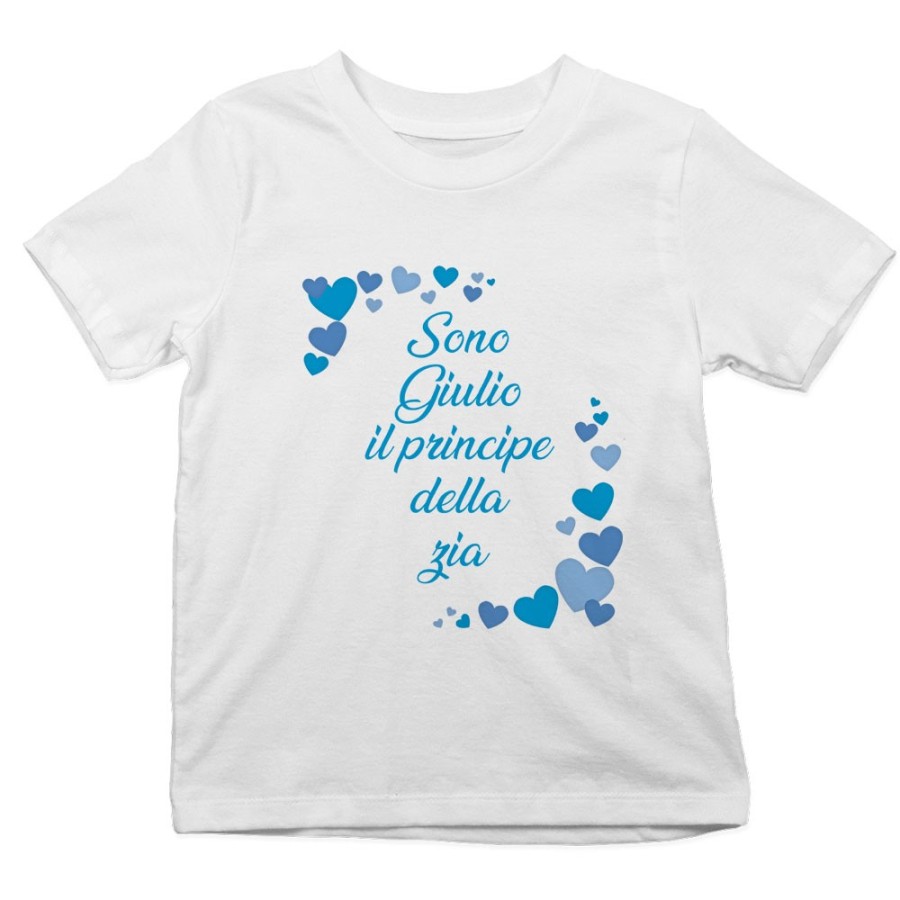 T-shirt bambino personalizzata  nome e tanti cuori sono il principe di zio degli zii Per gli zii